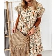 thumbnail image 2 of Kcodviy Robe d'Été pour Femme à Volants Mini Préado Décontractée Robe Trapèze Nouvelle Robe d'Été Femme Robes à Imprimé Floral Femme Robes Maxi d'Été pour Femme Décontractée Col Rond Élégante à Manches Courtes Robe de Soirée, 2 of 9