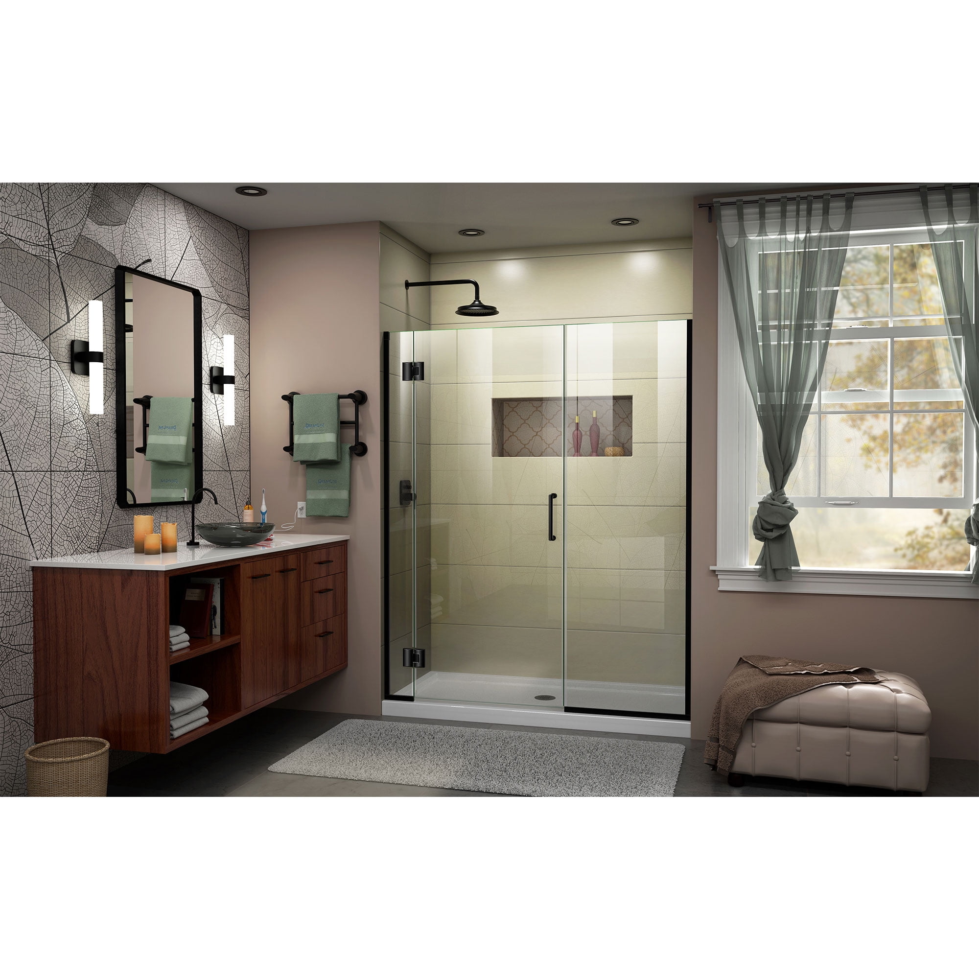DreamLine Unidoor-X 66-66 1/2 in. W x 72 in. H Frameless Hinged Shower Door in Satin Black