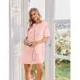 thumbnail image 2 of Ekouaer Cotton Nightgowns for Women Short Sleeve Sleep Shirts Crew Neck Night Dress Nightshirt with Pockets, 2 of 6