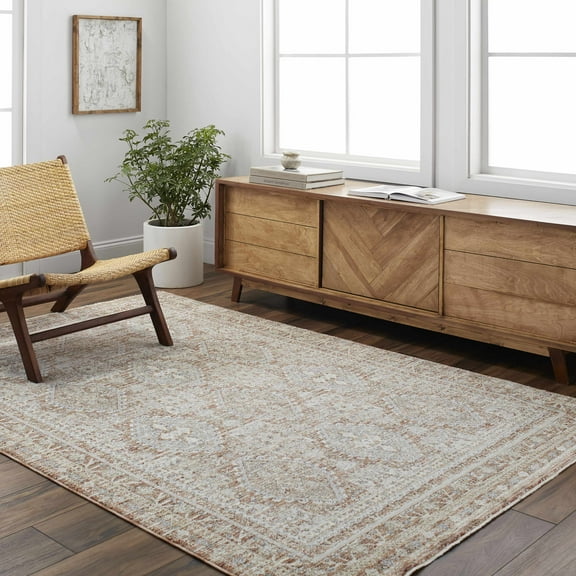 Hauteloom Minka Living Room, Bedroom Area Rug - Traditional - Ash, Tan, Off White - 18" x 18" Sample