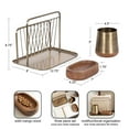 thumbnail image 3 of Kate and Laurel Koni Modern Three-Piece Home Office Organization Set, 13 x 8 x 9, Walnut Brown and Antique Brass, Wood and Metal Organizational Set for Office with File Folder Holder, 3 of 8