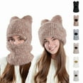 thumbnail image 3 of FAWUUDO Balaclava Hats for Women Cold Weather Thick Fluff Hats Adult Neck Face Cover Cap Ski Mask Neck Warmer, 3 of 3