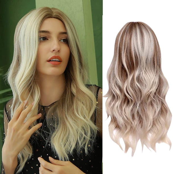 Pelucas con flequillo para mujer, peluca ondulada suelta, gris, marrón claro, con rizos degradados, peluca ondulada, pelucas de cabello, bandas para el cabello