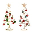 thumbnail image 6 of Table top metal Christmas tree lights Spiral wrought iron decorative display stand with small bells Christmas ornaments mini Christmas tree, gold, 6 of 12