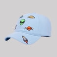 thumbnail image 4 of Spazoro Toddler Boys Girls Baseball Cap, Adjustable Breathable Perforated Alien Print Washed Cotton Hat for Summer Protection Light Blue, 4 of 7