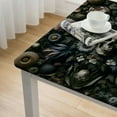 thumbnail image 4 of Halloween Round Tablecloth, Mexican Flower Skeleton Heads Roses Autumn Drawing, Circle Table Cloth Cover for Dining Room Kitchen Decoration, Off White, 4 of 7
