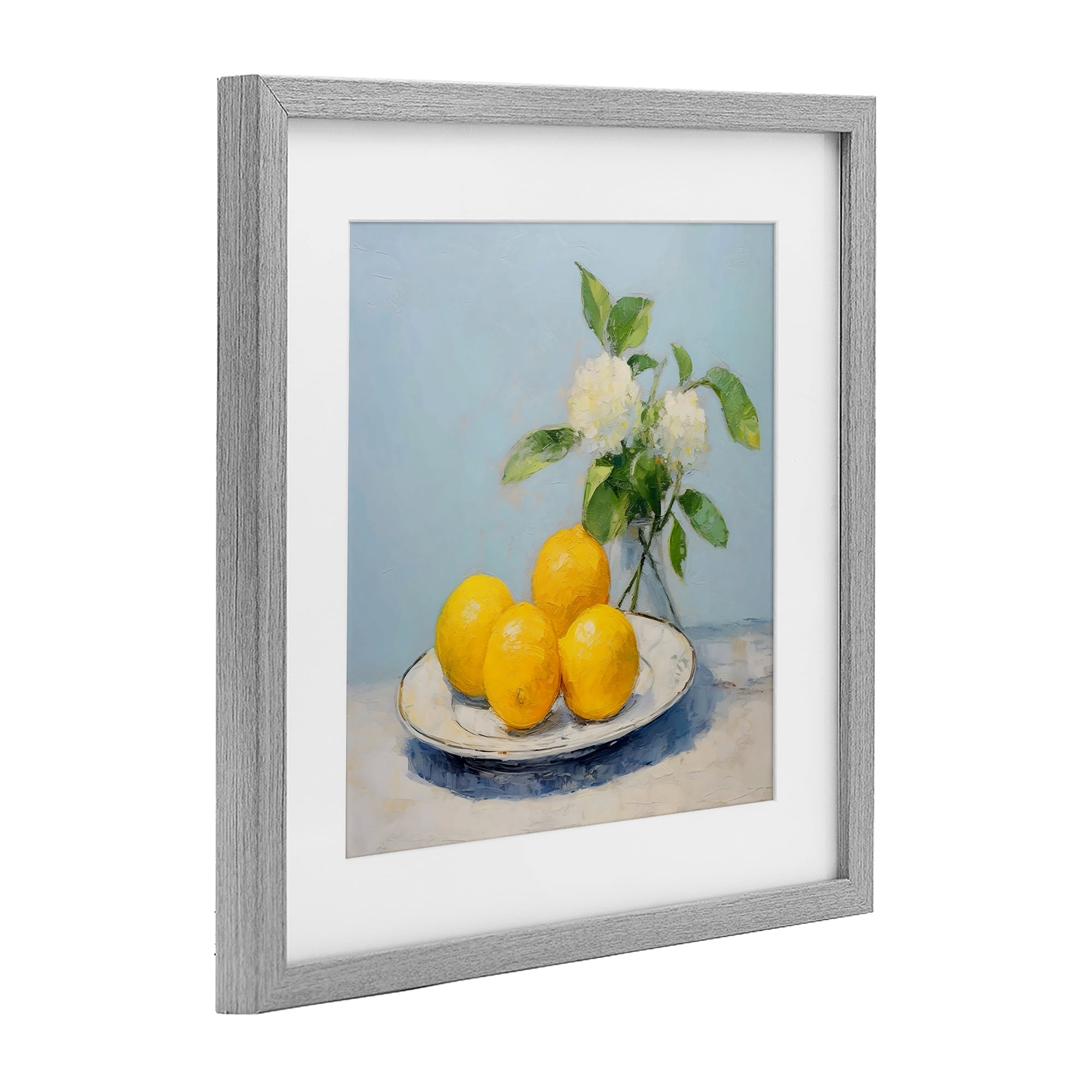 Stupell Industries Vase of Flowers and Lemons Gray Framed Print Under Glass, design by Creative Studio