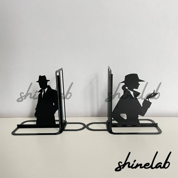 Shinelab Detective Metal Bookends Custom Detective Name Bookend Gift, Police Officer Desk Bookshelf Decor 6719