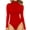 Red, variant on Mock Turtle Neck Long Sleeve Bodysuit Fitted Womens Tops,Size S-XXL