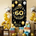 thumbnail image 6 of Happy 60th Birthday Decorations for Men Women, 60th Birthday Banner Backdrop, Fabric 60 Years Old Party Yard Sign Photo Props Door Decor Supplies, Sixty Black Gold Theme for Indoor Outdoor, 6 of 6