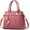 Dark Pink, variant on Women Leather Handbag and Purse Designer Shoulder Bag Flower Pendant Top-Handle Satchel Three Layer Pockets Tote