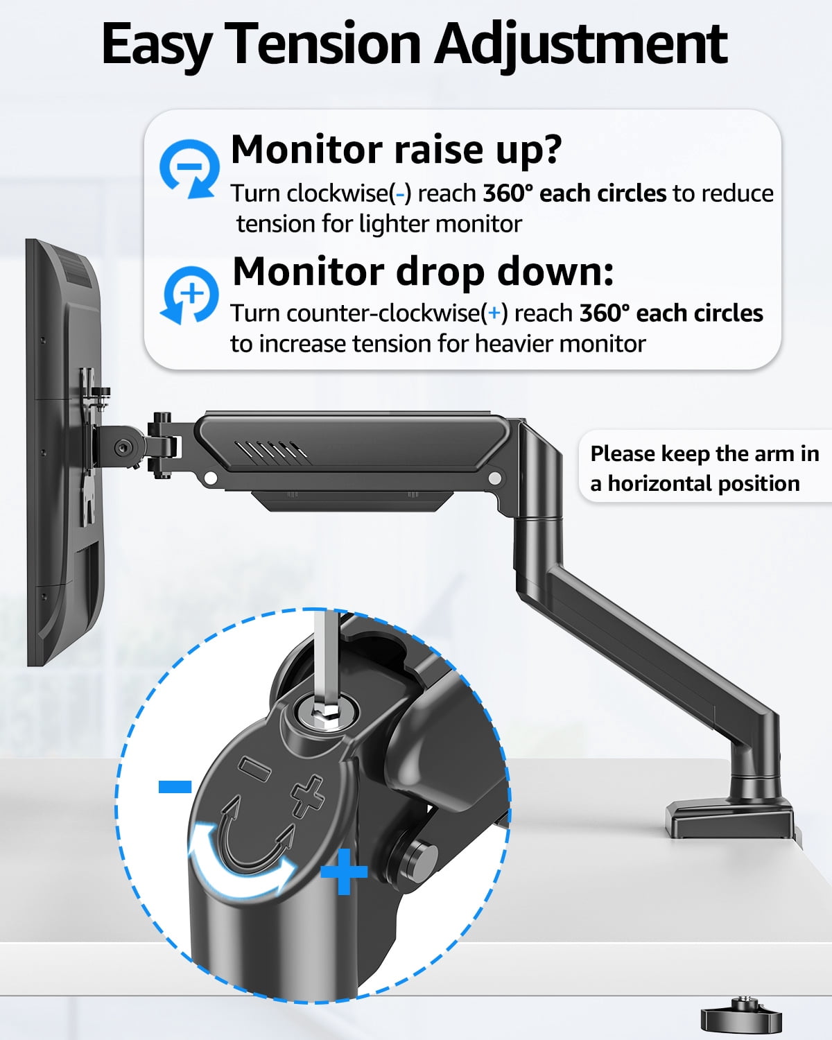 MOUNT PRO Dual Monitor Stand for 13- 32 inch, 4.4-19.8 lbs Screens, Dual Monitor Desk Mount Height Adjustable, Monitor Arms for 2 Monitors, Home Office VESA Mounts with Gas Spring