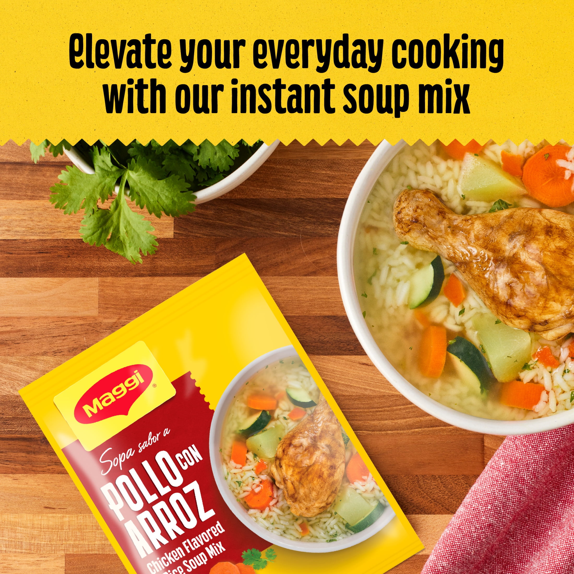 (24 pack) Maggi Sopa Sabor A Pollo Con Arroz Chicken Flavored Rice Soup Mix, Instant Soup Packets 1.94 oz