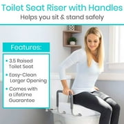 Vive Raised Toilet Seat with Handles, 3.5 Toilet Seat Riser with Arms, Elongated, Weight Capacity 300lbs