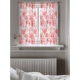 thumbnail image 5 of Red Pink Flowers Curtains 54 Inch Length, Sheer Curtains for Bedroom Living Room Window Watercolor Summer Botanical Floral Rod Pocket Voile Drapes Kitchen Curtains Small Half Window 52"x54" 2 Panels, 5 of 6