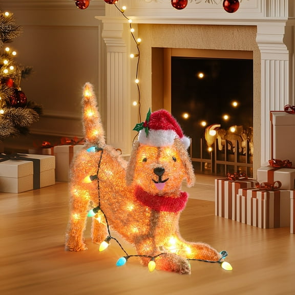 DEORAB 21IN Tall Outdoor Dog Light-up Christmas Decorations Indoor Lighted Holiday Outside Yard Lawn Garden Xmas Dachshund Deocr ,50 Lights