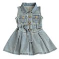 thumbnail image 1 of Robe d'Été pour Bébé Fille Robe Décontractée Sans Manches Douce Respirante Mode Robe d'Été Bleue 4 Ans-5 Ans, 1 of 7