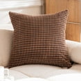 thumbnail image 2 of NCWSO Decorative Throw Pillows Covers Case Couch for Car Decor Home Sofa Spring Set Of 2 Corduroy Striped Cushion Covers 24X24 Inch Throw Pillow Covers for Living Room 24X24 in 2 Pack,Coffee, 2 of 9
