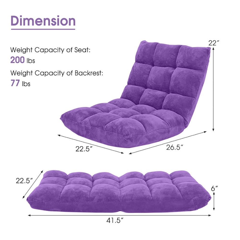 Finihen Adjustable 14-position Cushioned Floor Chair, Folding Lazy Sofa Chair for Living Room, Bedroom, for Gaming, Reading, Purple Finihen Adjustable 14-position Cushioned Floor Chair, Folding Lazy Sofa Chair for Living Room, Bedroom, for Gaming, Reading, Purple