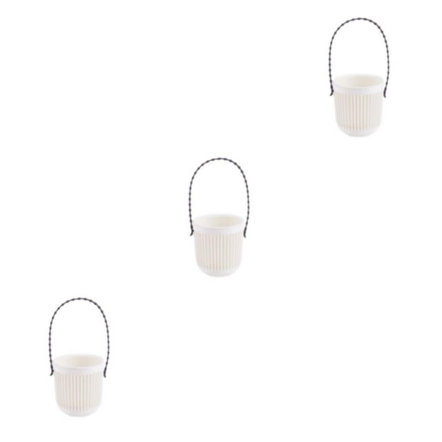 Transemion ABS Decorate With Lightweight Planter With Removable Strape And Wall-Mount Option Inner Layer Hollowed Out For Better White 8.7*9.5*20.5cm 3Set