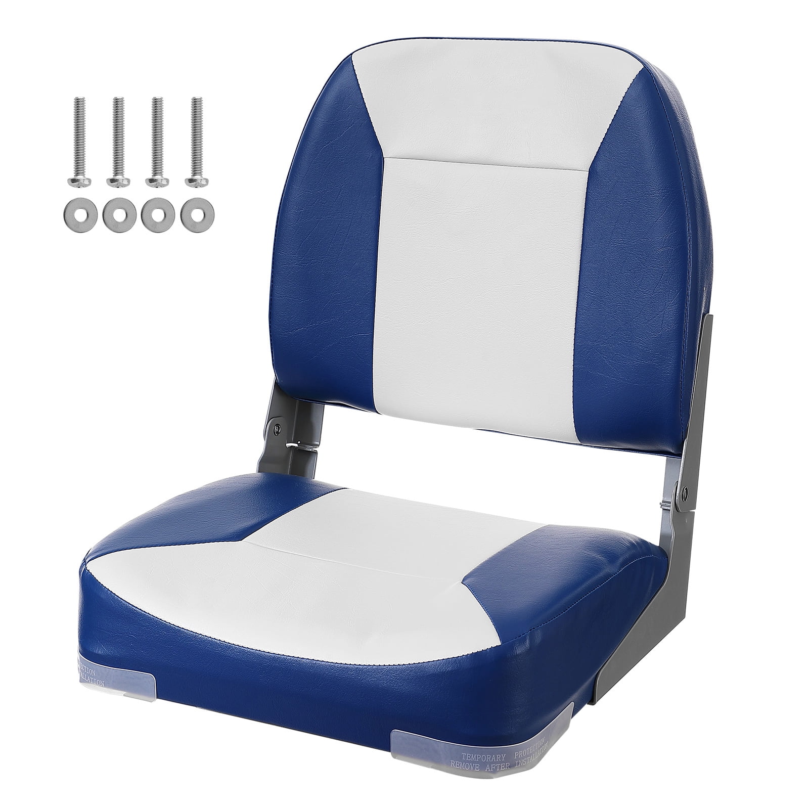 KFFKFF Marine Seat, 18.9" Compact Low Back, Thick Sponge Cushion Folding Seat for Boats, Ideal for Fishing, Touring, Speedboats, Canoes, Single Unit