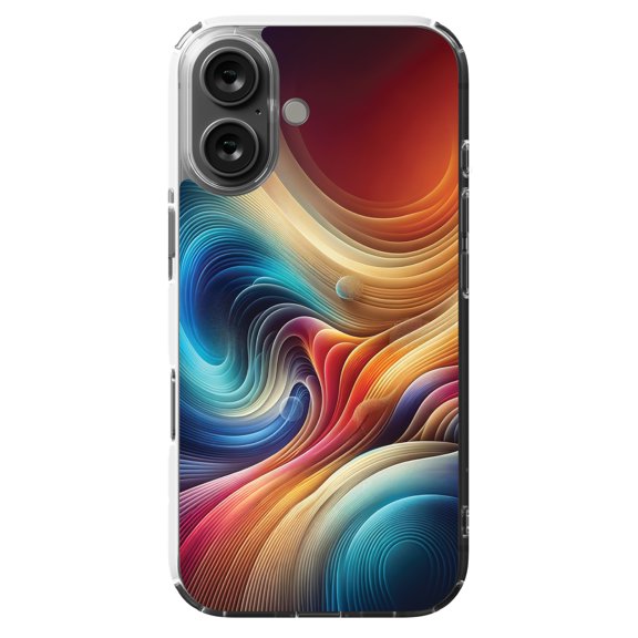 DistinctInk Hybrid Case for iPhone 16 - Slim, Durable, Compatible with MagSafe Charging - Vivid Swirl Digital Wallpaper