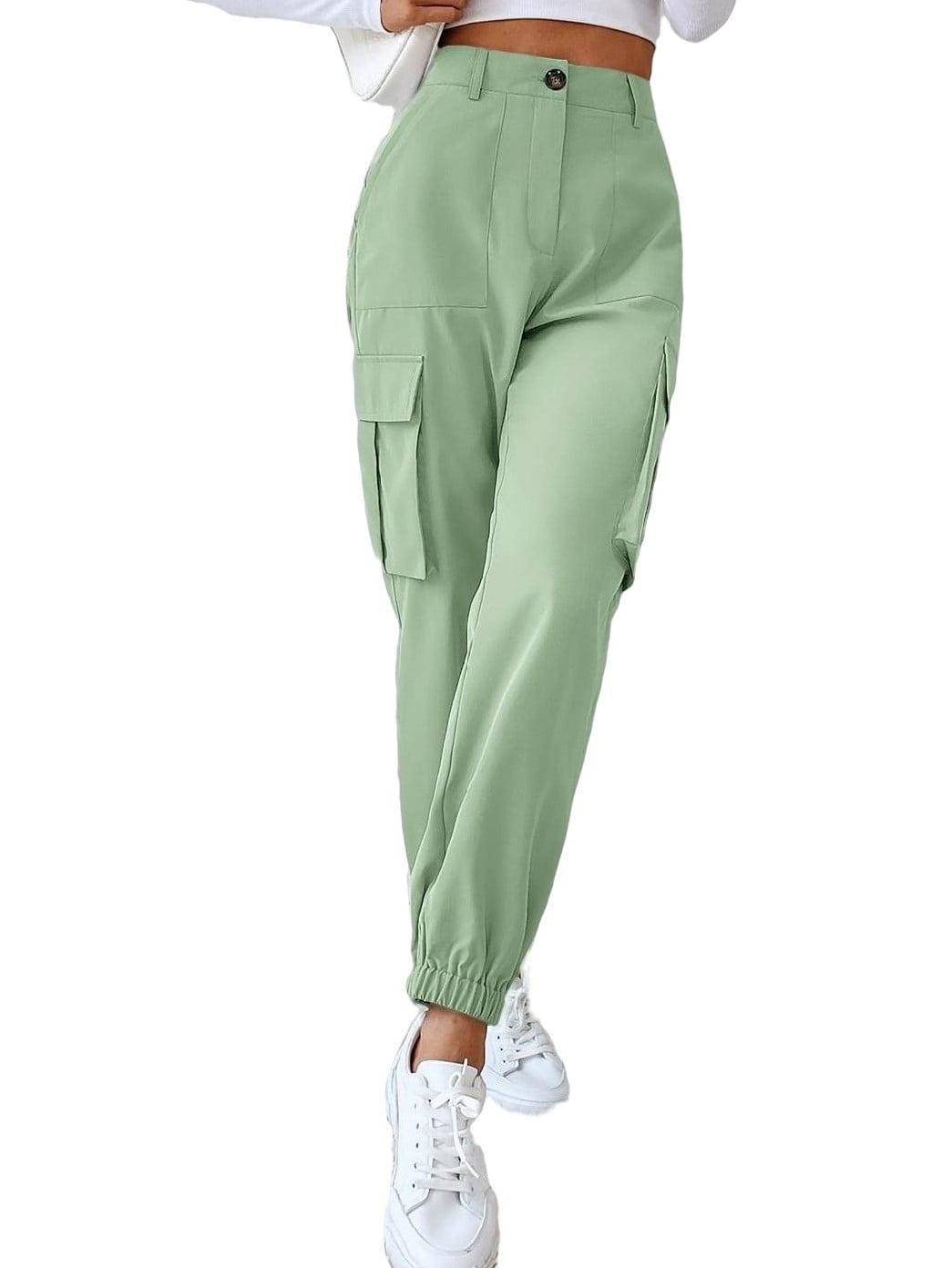 ELASTICATED CARGO PANTS - LIGHT GREEN — MIJEONG PARK - LA based womenswear  label
