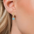 thumbnail image 3 of Gem Stone King 10K Yellow Gold Blue Apatite Stud Dangle Earrings for Women | 0.99 Cttw | Gemstone Birthstone | Round 5MM, 3 of 6