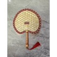 thumbnail image 1 of Abanico tejido a mano, abanico de paja de trigo de verano, abanico grande de hojas de espadaña, abanico antiguo de verano con manivela, repelente de mosquitos para bebés, abanico envolvente de colores, 1 of 5