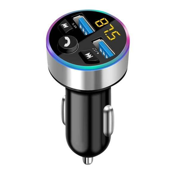 Adaptador USB dual para automóvil Kit Bluetooth inalámbrico QC3.1 Cargador USB rápido Transmisor FM Bluetooth manos libres