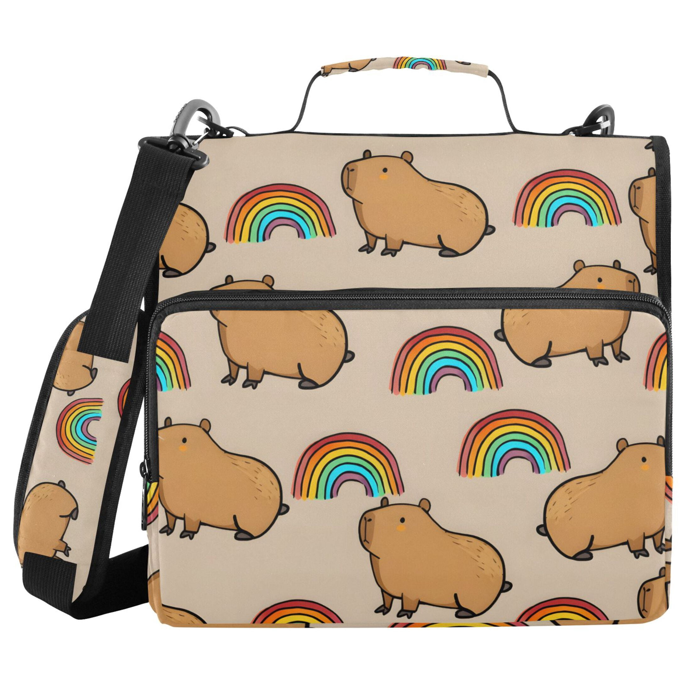 ALAZA Zipper Binder Capybara Rainbows 3 Ring Trapper Keeper File Folder Organizer Bag