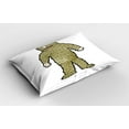 thumbnail image 2 of Ambesonne Bigfoot Pillow Sham 2 Pack, Quirky Grungy Bigfoot, 36"x20", Khaki and Black, 2 of 3
