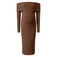 thumbnail image 5 of Modstep Sweater Dress for Women Off the Shoulder Long Sleeve Maternity Clothes with Bodycon Slit Knit Dress for Take Photos Brown S, 5 of 6