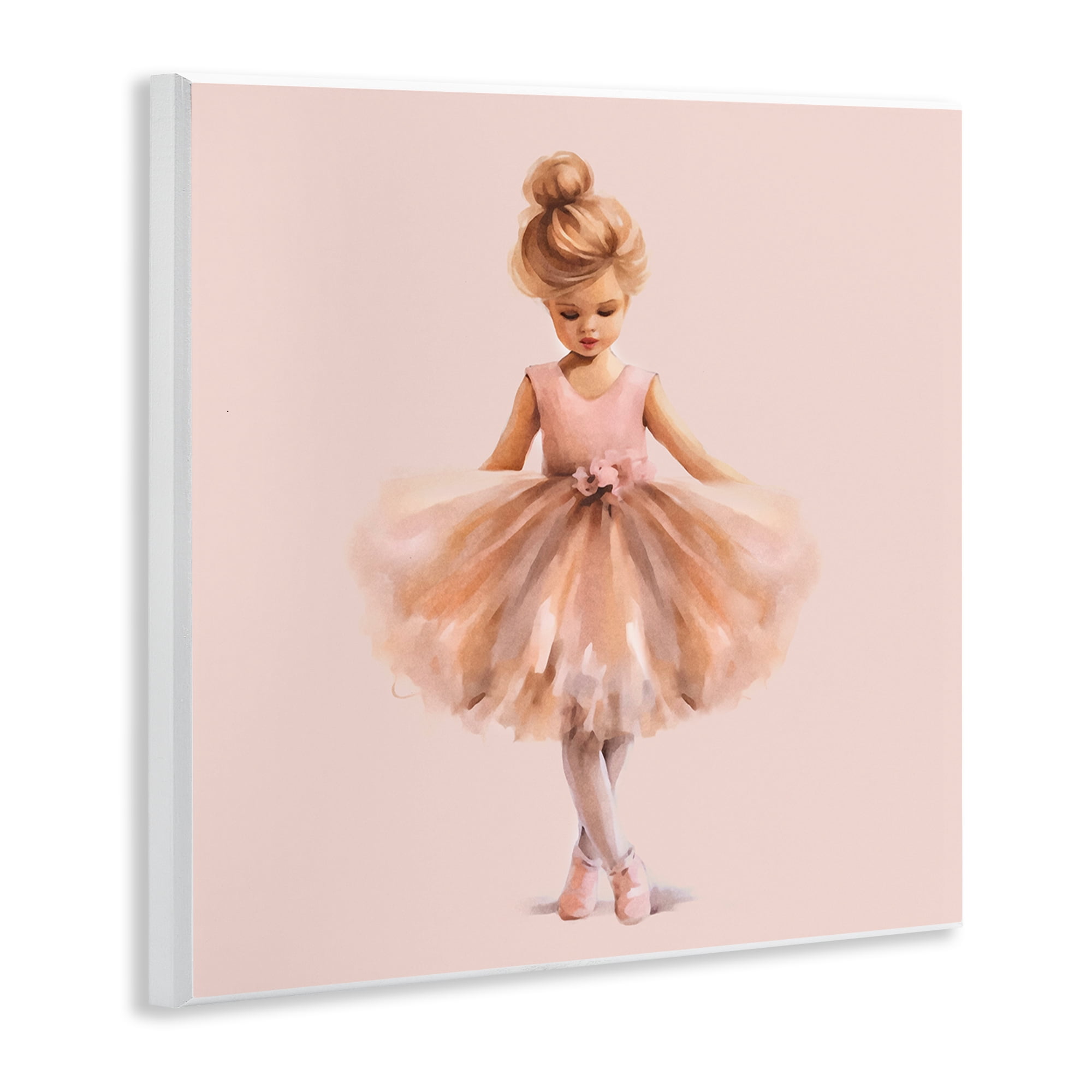Stupell Industries Pink Ballerina Girl People Painting Unframed Art Print Wall Art, 12 x 12