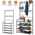 thumbnail image 2 of 4-Tier Coat and Shoe Rack, Multifunction Coat Rack, Coat Rack with Storage Shelf, Coat Rack with Shelf, Bedroom Entryway Freestanding Garment Clothes Organizer Rack with Hat Hanger, 2 of 5