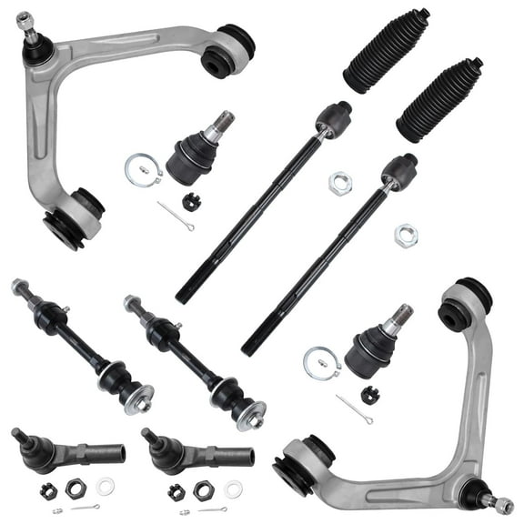 Detroit Axle - 12pc Suspension Kit for 2WD 8-Lug 2003-2006 Dodge Ram 2500 3500 2 Upper Control Arms 2 Lower Ball Joints 4 Inner & Outer Tie Rods Sway Bars, 2 Boots, Replacement