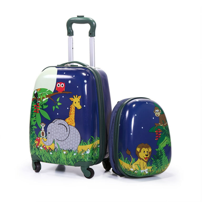 2 PCS Kids Luggage Set 12" Lightweight Backpack and 16" Rolling  Suitcase w/Wheel