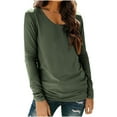 thumbnail image 2 of Womens Tops 2026 Plus Size Fashion Solid Color Long Sleeved Base With Round Neck Casual Pullover T-shirt, 2 of 9
