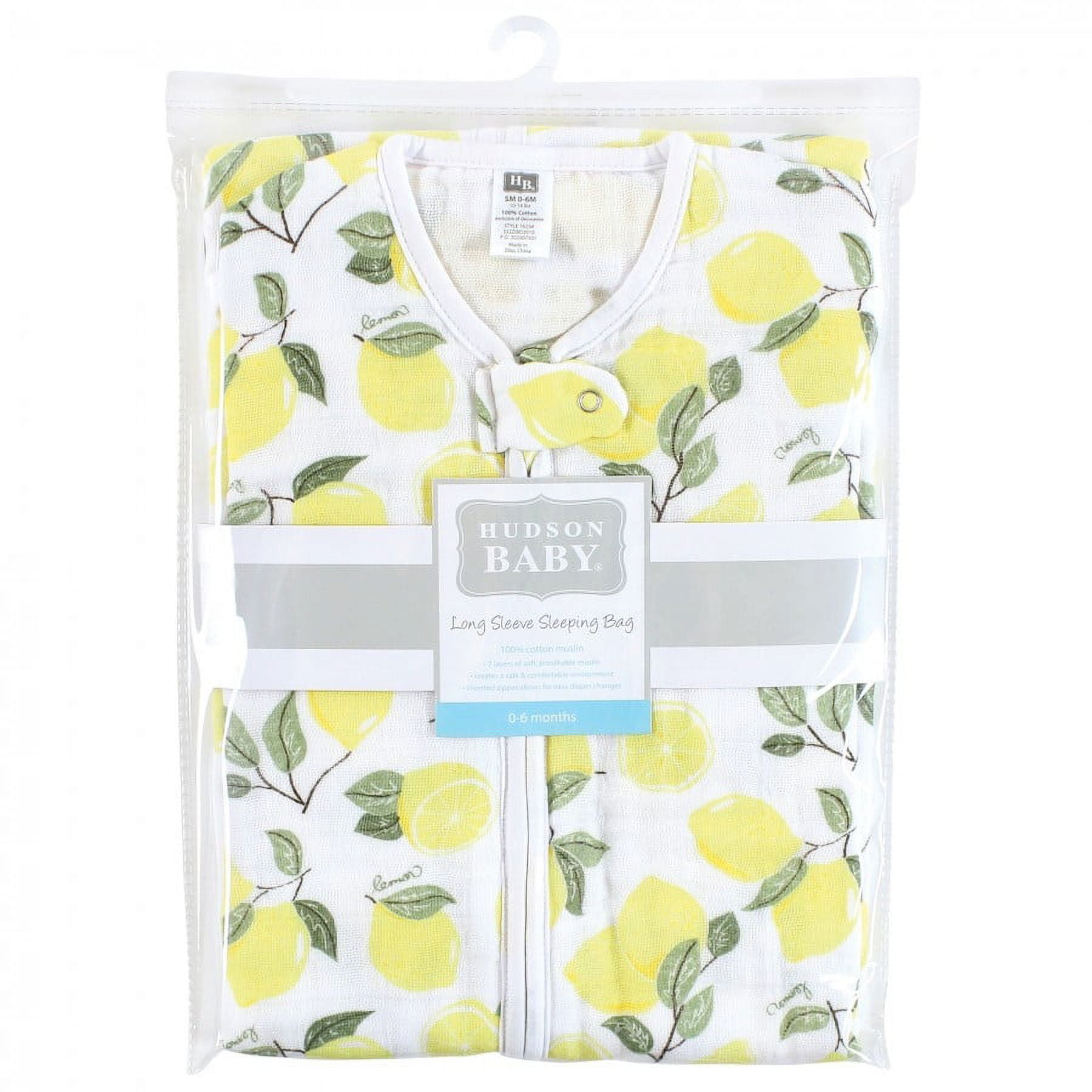Hudson Baby Infant Girl Long Sleeve Muslin Sleeping Bag, Wearable Blanket, Sleep Sack, Lemons, 18-24 Months