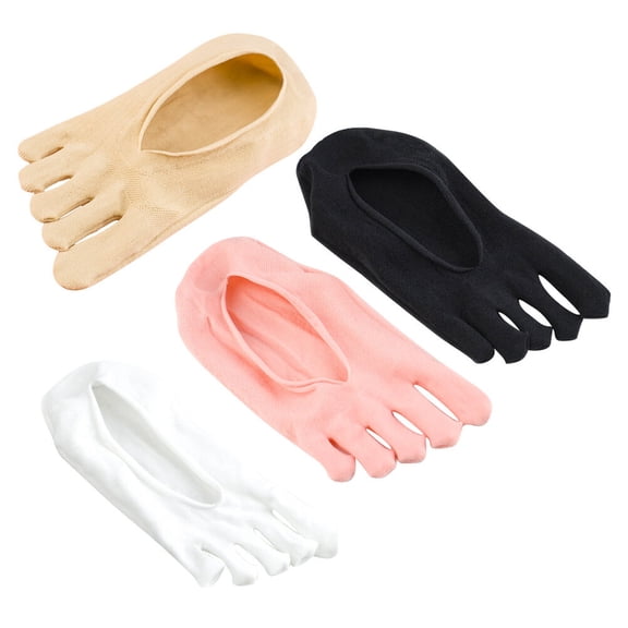 NICEXMAS Mid Socks Women Polyester Black 4 Pairs Nonslip Prevent Blister