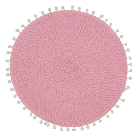 

Saro Lifestyle 2802.P15R 15 in. Pom Pom Round Placemat Pink - Set of 4