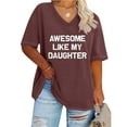 thumbnail image 2 of Camisetas de Verano de las Mujeres de Manga Corta con Cuello en V de Gran Tamaño Camiseta Deportiva Sólida, Base Cómoda Casual, 2 of 4