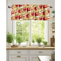 Curtain Valance for Windows,Red Apples Farm Fruit Kitchen Valances Rod Pocket Short Curtains,Retro Weave Art Window Treatment Panel for Bedroom Bathroom 42"x18"