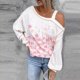 thumbnail image 2 of Tops para mujer, camisas, blusas elegantes, informales, camisas de manga larga, camiseta con cuello torcido a la moda, blusa holgada con hombros descubiertos y estampado de otoño Odeerbi ODB-5, 2 of 8