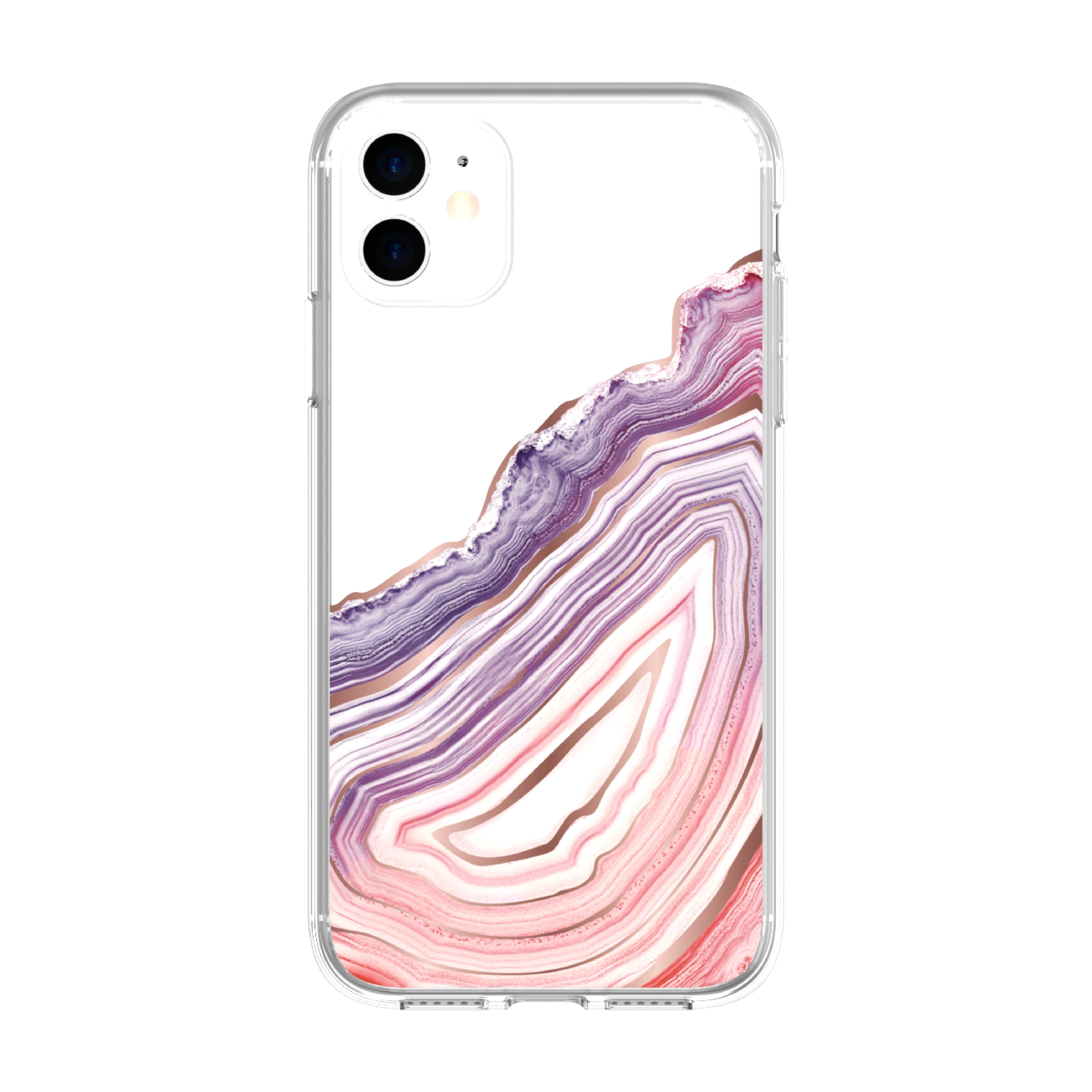 Onn Fashion Phone Case For Iphone 11 Xr Clear Blush Agate Walmart Com
