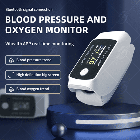 Multi-function Bluetooth Fingertip Tester, Tracks SpO2, Pulse Rate & Blood Pressure with APP Data Logging, For Sports & Aviation Recreational Use Only, NOT A MEDICAL DEVICE