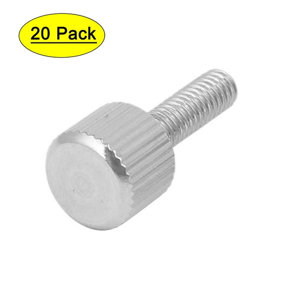 Computer PC Case Stainless Steel Flat Head Knurled Thumb Screw M4 x 14mm 20pcs