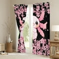 thumbnail image 3 of Castle Fairy Animal Axolotl Salamander Curtains Pack Of 2 (42X84 Each) for Kids Children,Pink Flower Sakura Curtains Blackout,Black Pink Bedroom Curtains,Breathable Home Decor, 3 of 6