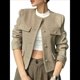thumbnail image 1 of Chaqueta Blazer Corta para Mujer, Sin Cuello, con Botones, Estilo Informal de Negocios, para Otoño e Invierno Color Oliva XS, 1 of 7