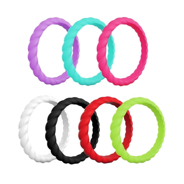de silicona de 7 piezas para hombre, de acero inoxidable, caucho de silicona para boda Hugo Banda del anillo del dedo del silicón